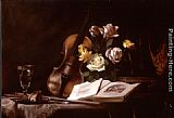 Still Life with Violin and Roses by Maureen Hyde